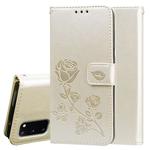 For Galaxy S20 Rose Embossed Horizontal Flip PU Leather Case with Holder & Card Slots & Wallet(Gold)