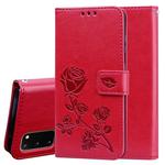 For Galaxy S20 Rose Embossed Horizontal Flip PU Leather Case with Holder & Card Slots & Wallet(Red)