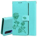 For Xiaomi Mi A3 Rose Embossed Horizontal Flip PU Leather Case with Holder & Card Slots & Wallet(Green)