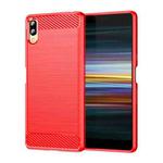 For Sony Xperia L3 Brushed Texture Carbon Fiber TPU Phone Case(Red)