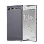 For Sony Xperia XZ1 Brushed Texture Carbon Fiber TPU Phone Case(Grey)
