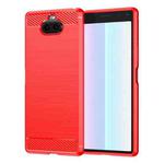 For Sony Xperia 8/8 Lite Brushed Texture Carbon Fiber TPU Phone Case(Red)