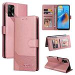 For OPPO A74 / F19 GQUTROBE Skin Feel Magnetic Leather Phone Case(Rose Gold)