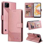 For Realme C20 GQUTROBE Skin Feel Magnetic Leather Phone Case(Rose Gold)