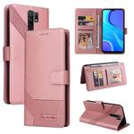 For Xiaomi Redmi 9 GQUTROBE Skin Feel Magnetic Leather Phone Case(Rose Gold)