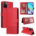 For Xiaomi Redmi 10 GQUTROBE Skin Feel Magnetic Leather Phone Case(Red)