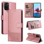 For Xiaomi Redmi Note 10 4G GQUTROBE Skin Feel Magnetic Leather Phone Case(Rose Gold)