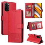 For Xiaomi Poco F3 GQUTROBE Skin Feel Magnetic Leather Phone Case(Red)