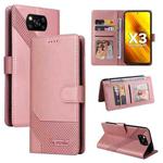For Xiaomi Poco X3 NFC GQUTROBE Skin Feel Magnetic Leather Phone Case(Rose Gold)