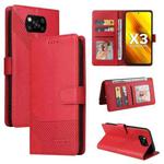 For Xiaomi Poco X3 NFC GQUTROBE Skin Feel Magnetic Leather Phone Case(Red)