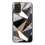 For OnePlus Ace Abstract Marble Pattern Glass Protective Case(Rhombus Golden)