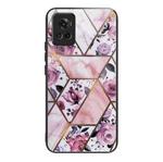 For OnePlus Ace Abstract Marble Pattern Glass Protective Case(Rhombus Rose)