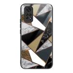 For Xiaomi Redmi Note 11 4G Abstract Marble Pattern Glass Protective Case(Rhombus Golden)