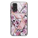 For Xiaomi Redmi Note 11 4G Abstract Marble Pattern Glass Protective Case(Rhombus Rose)