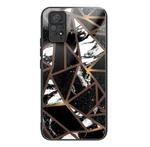 For Xiaomi Redmi Note 11 Pro 4G Abstract Marble Pattern Glass Protective Case(Rhombus Black)