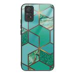 For Xiaomi Redmi Note 11 Pro 4G Abstract Marble Pattern Glass Protective Case(Rhombus Green)