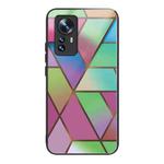 For Xiaomi 12 Pro Abstract Marble Pattern Glass Protective Case(Rhombus Gradient)