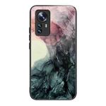 For Xiaomi 12 Pro Abstract Marble Pattern Glass Protective Case(Abstract Black)