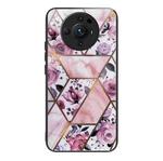 For Xiaomi 12S Ultra Abstract Marble Pattern Glass Protective Case(Rhombus Rose)