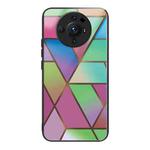 For Xiaomi 12S Ultra Abstract Marble Pattern Glass Protective Case(Rhombus Gradient)