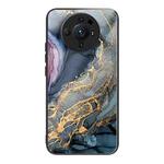 For Xiaomi 12S Ultra Abstract Marble Pattern Glass Protective Case(Abstract Gold)