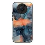 For Xiaomi 12S Ultra Abstract Marble Pattern Glass Protective Case(Abstract Blue)