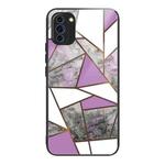 For Huawei Nova 10 Abstract Marble Pattern Glass Protective Case(Rhombus Gray Purple)