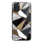 For Huawei Nova 10 Abstract Marble Pattern Glass Protective Case(Rhombus Golden)