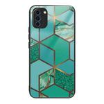 For Huawei Nova 10 Abstract Marble Pattern Glass Protective Case(Rhombus Green)