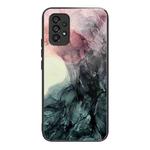 For Samsung Galaxy A53 5G Abstract Marble Pattern Glass Protective Case(Abstract Black)