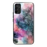 For Samsung Galaxy M23 Abstract Marble Pattern Glass Protective Case(Abstract Multicolor)