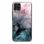 For Samsung Galaxy M53 5G Abstract Marble Pattern Glass Protective Case(Abstract Light Pink)