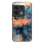 For OnePlus 10 Pro Abstract Marble Pattern Glass Protective Case(Abstract Blue)