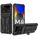 For Xiaomi Poco M4 Pro 4G Kickstand Armor Card Wallet Phone Case(Black)