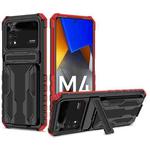 For Xiaomi Poco M4 Pro 4G Kickstand Armor Card Wallet Phone Case(Red)