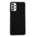 For Samsung Galaxy A23 4G Genuine Leather Luolai Series Nano Electroplating Phone Case(Black)