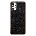 For Samsung Galaxy A13 4G Genuine Leather Ostrich Texture Series Nano Electroplating Phone Case(Black)