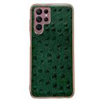 For Samsung Galaxy S22 Ultra 5G Genuine Leather Ostrich Texture Series Nano Electroplating Phone Case(Green)