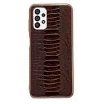 For Samsung Galaxy A13 4G Genuine Leather Weilai Series Nano Electroplating Phone Case(Brown)