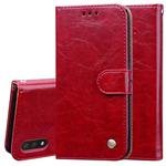 For Galaxy A01 Business Style Oil Wax Texture Horizontal Flip Leather Case, with Holder & Card Slots & Wallet(Red)