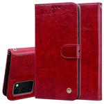 For Galaxy S20 Business Style Oil Wax Texture Horizontal Flip Leather Case, with Holder & Card Slots & Wallet(Red)