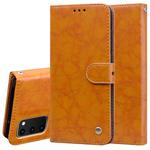 For Galaxy S20 Business Style Oil Wax Texture Horizontal Flip Leather Case, with Holder & Card Slots & Wallet(Brown)