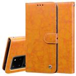 For Galaxy S20 Ultra Business Style Oil Wax Texture Horizontal Flip Leather Case, with Holder & Card Slots & Wallet(Brown)