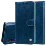 For Xiaomi Mi A3 Business Style Oil Wax Texture Horizontal Flip Leather Case, with Holder & Card Slots & Wallet(Blue)