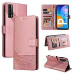 For Huawei P Smart 2021 GQUTROBE Skin Feel Magnetic Leather Phone Case(Rose Gold)