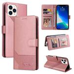 For iPhone 13 Pro Max GQUTROBE Skin Feel Magnetic Leather Phone Case (Rose Gold)