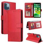 For iPhone 13 GQUTROBE Skin Feel Magnetic Leather Phone Case(Red)