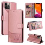 For iPhone 12 Pro Max GQUTROBE Skin Feel Magnetic Leather Phone Case(Rose Gold)