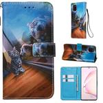 For Galaxy M60s Colored Drawing Pattern Plain Weave Horizontal Flip Leather Case with Holder & Card Slot & Wallet&Lanyard(Mirror Cat)