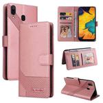 For Samsung Galaxy A20 / A30 GQUTROBE Skin Feel Magnetic Leather Phone Case(Rose Gold)